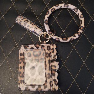 Leopard Print Bangle with Keyring and card holder